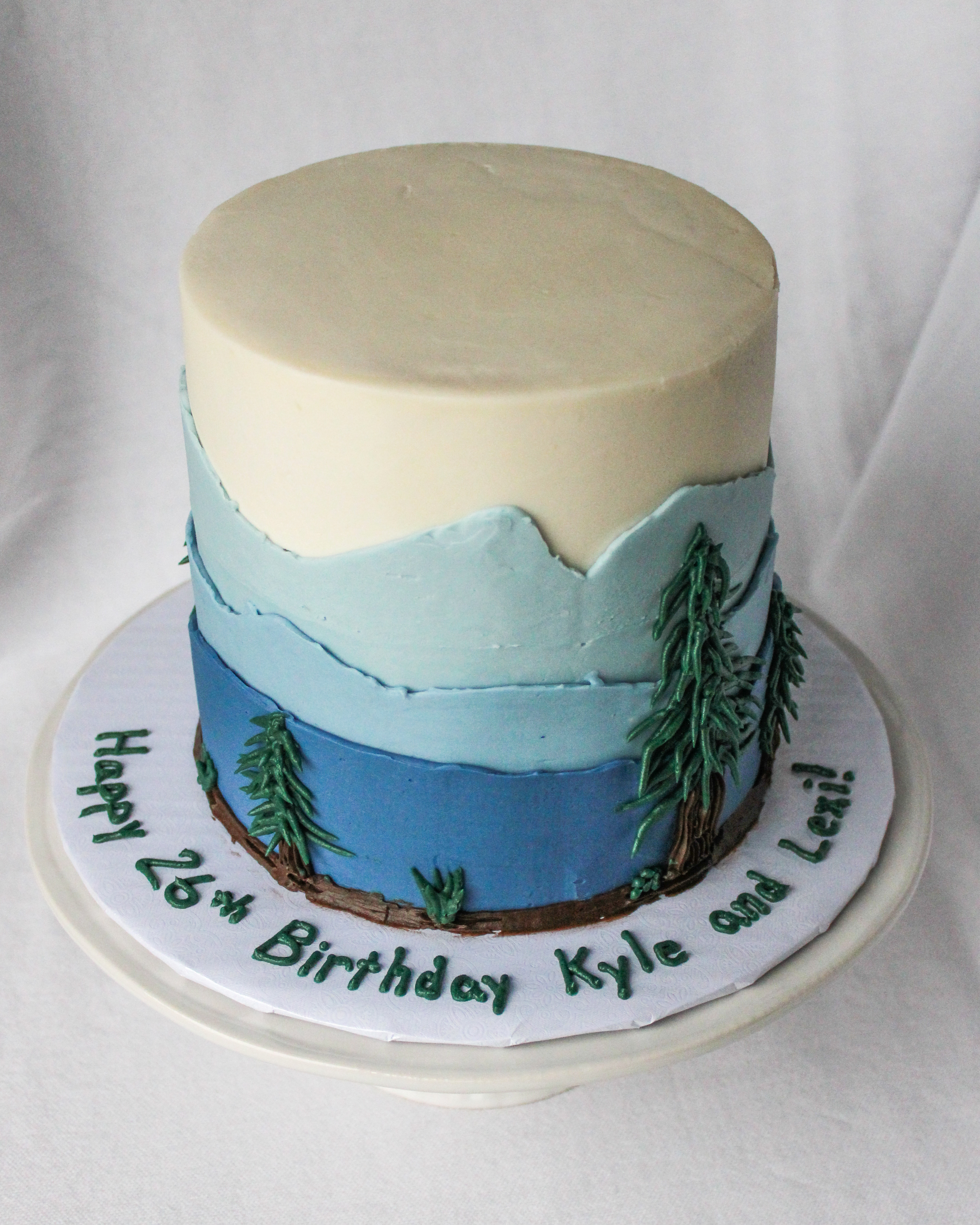 scenic mountain landscape birthday cake