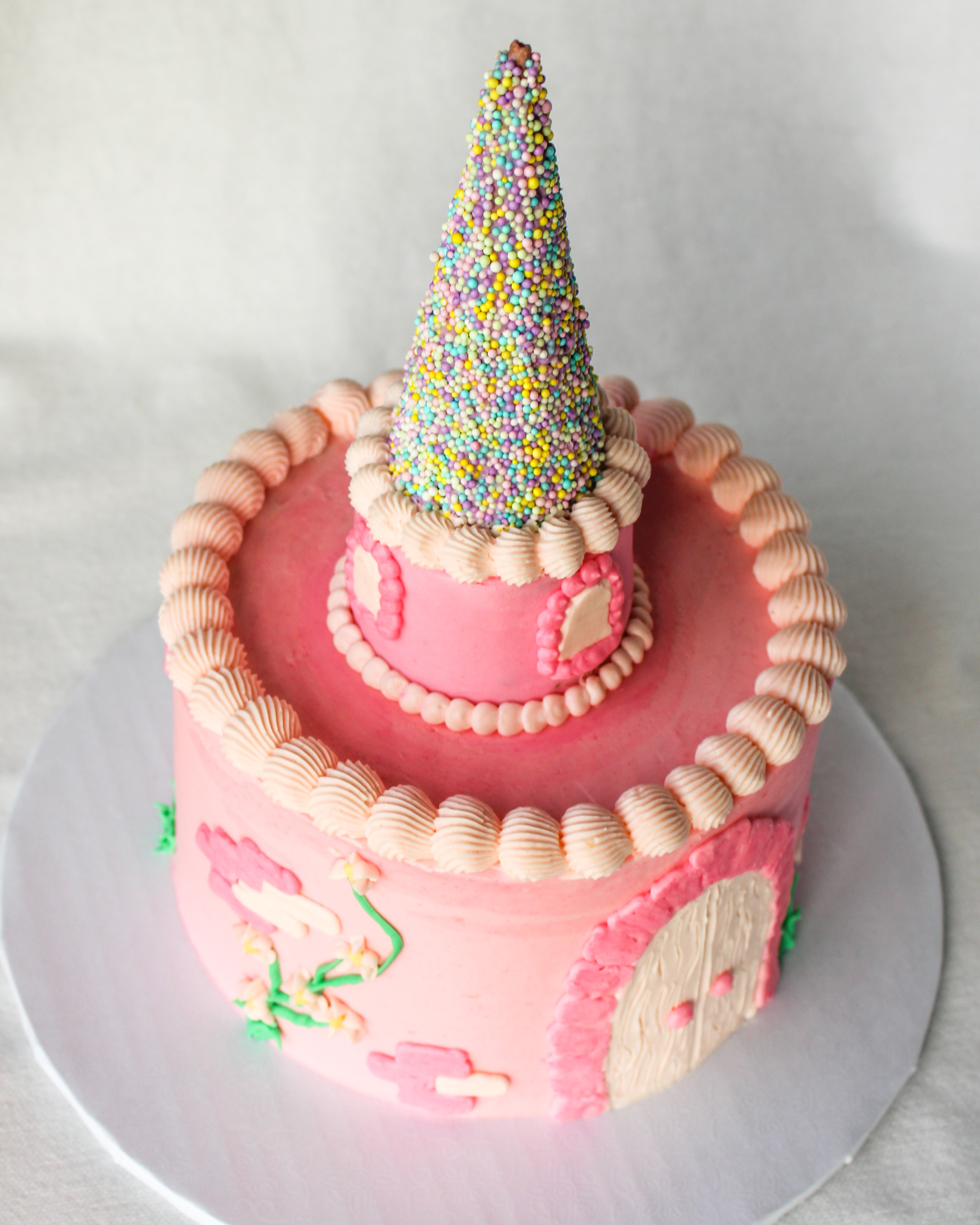 2 tier princess castle cake