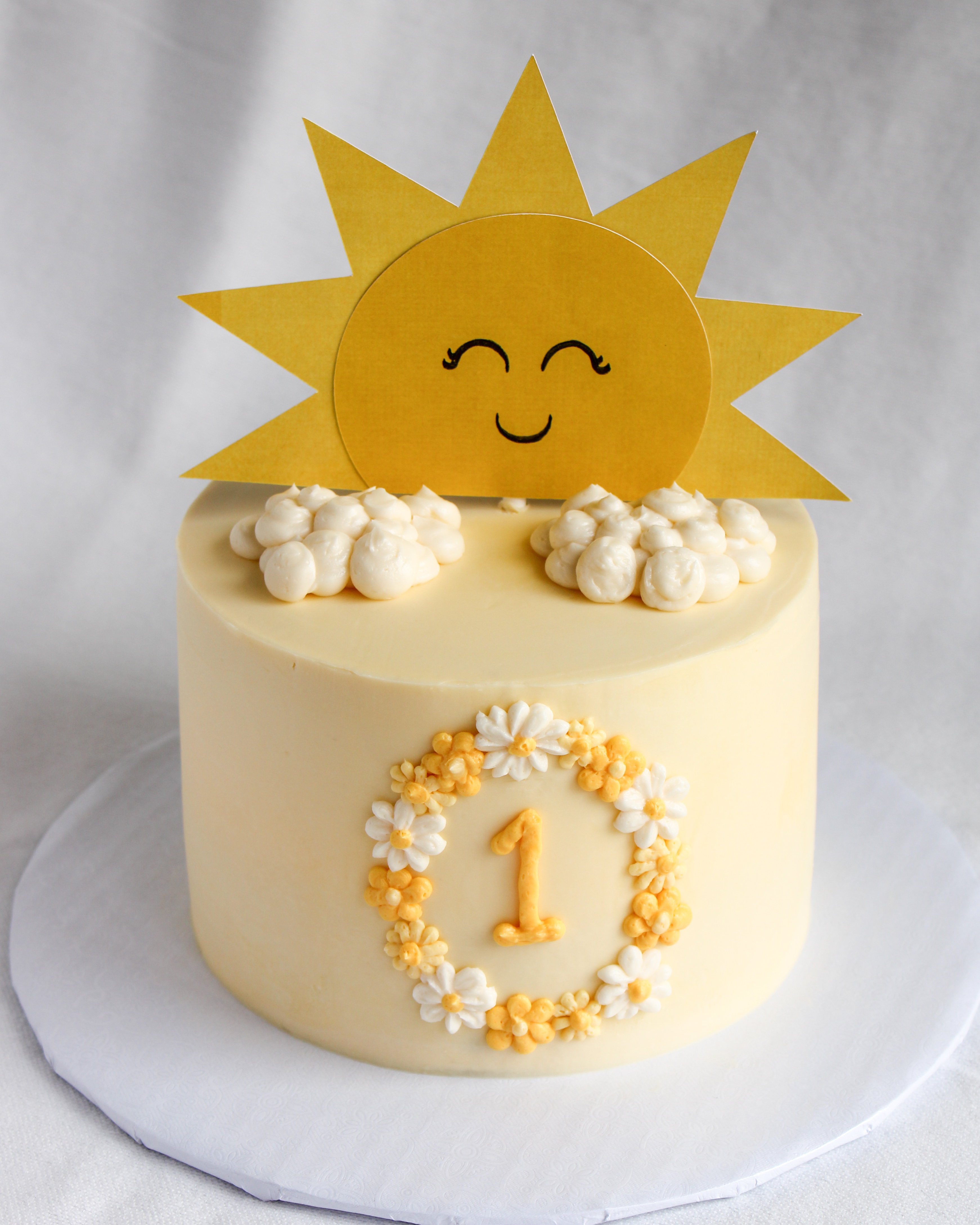 small sunshine 1st birthday party cake