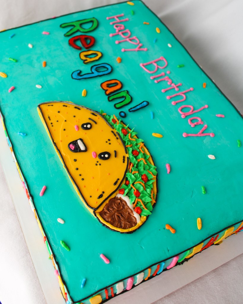 Taco themed birthday cake
