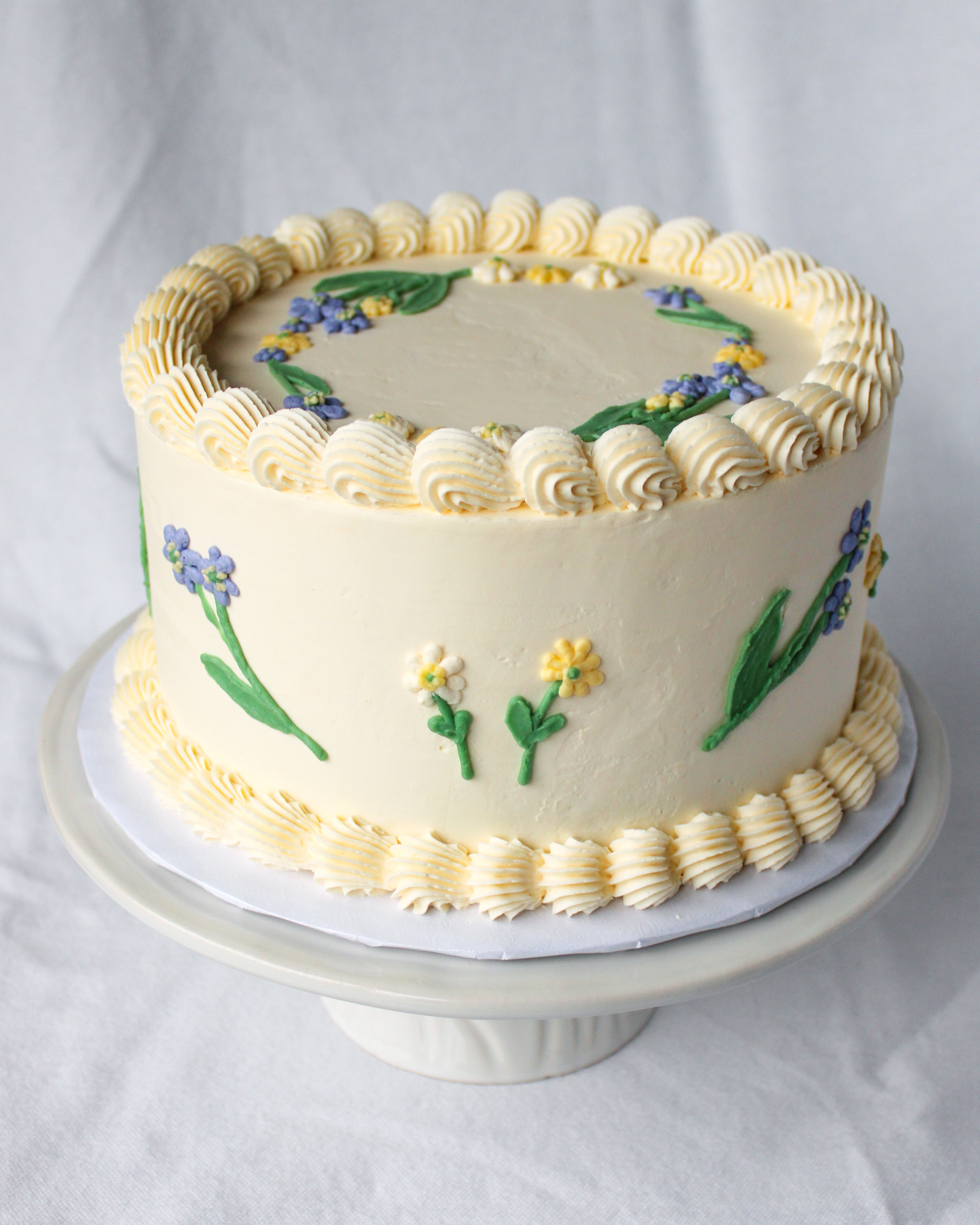 small flowered birthday cake